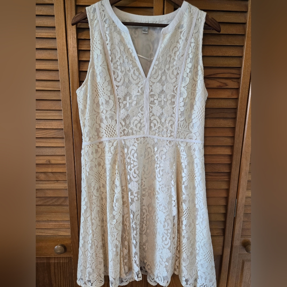 LC Lauren Conrad Cream Lace Mini Dress